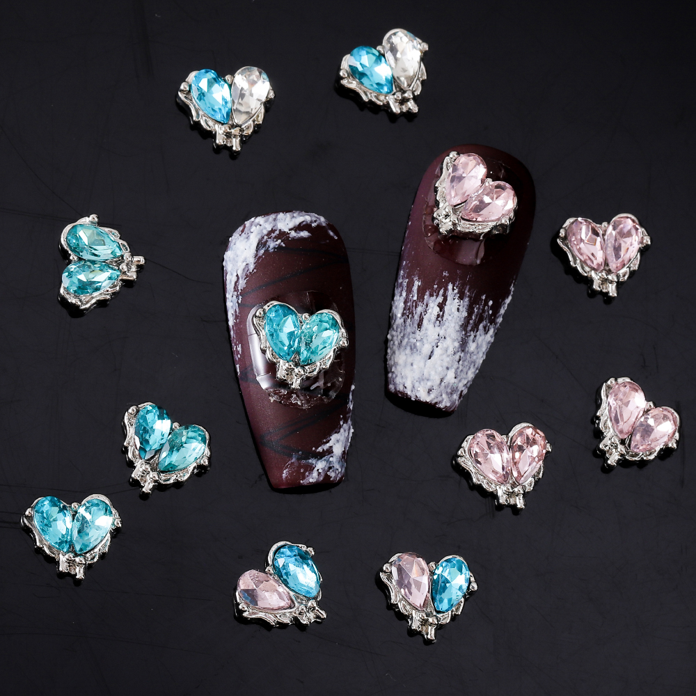Glam Shiny Heart Shape Rhinestone Zinc Alloy Nail Decoration Accessories 1 Set display picture 3