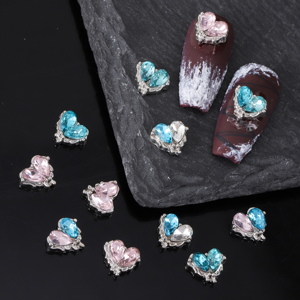 Glam Shiny Heart Shape Rhinestone Zinc Alloy Nail Decoration Accessories 1 Set display picture 4