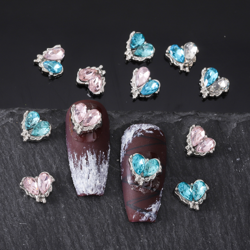 Glam Shiny Heart Shape Rhinestone Zinc Alloy Nail Decoration Accessories 1 Set display picture 6