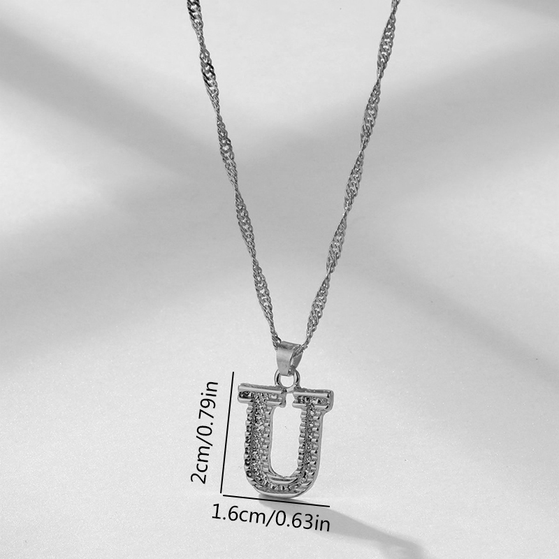 Wholesale Jewelry Simple Style Letter Alloy Rhinestones Inlay Pendant Necklace display picture 21