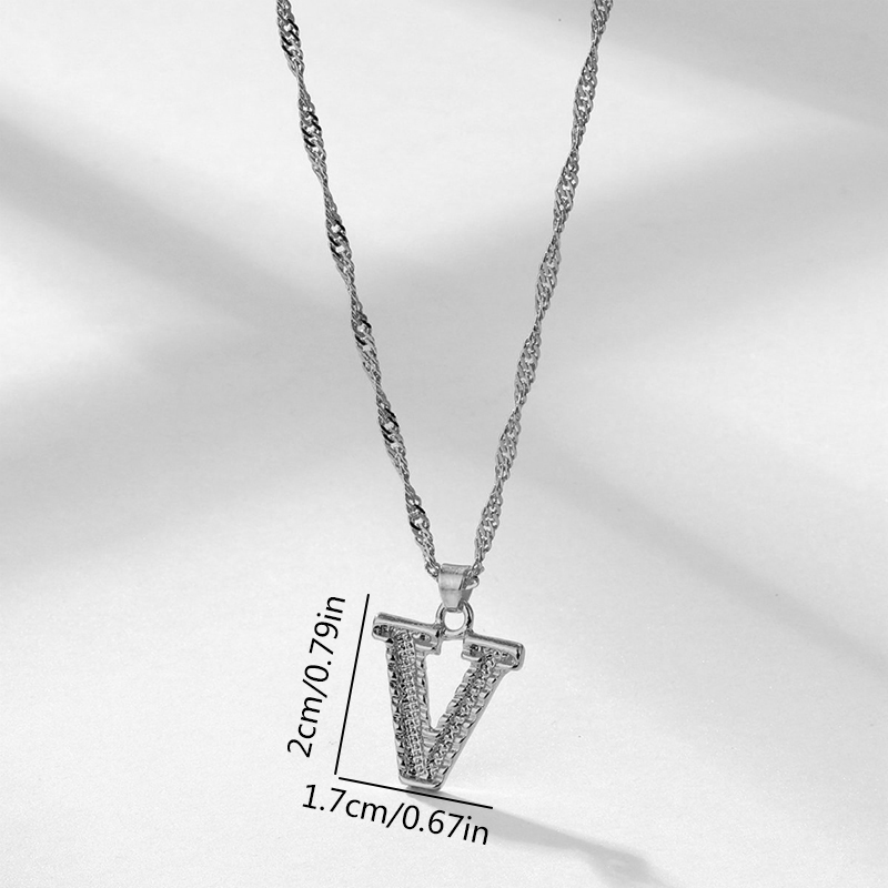 Wholesale Jewelry Simple Style Letter Alloy Rhinestones Inlay Pendant Necklace display picture 9