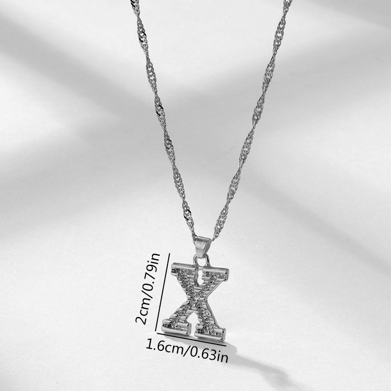 Wholesale Jewelry Simple Style Letter Alloy Rhinestones Inlay Pendant Necklace display picture 28