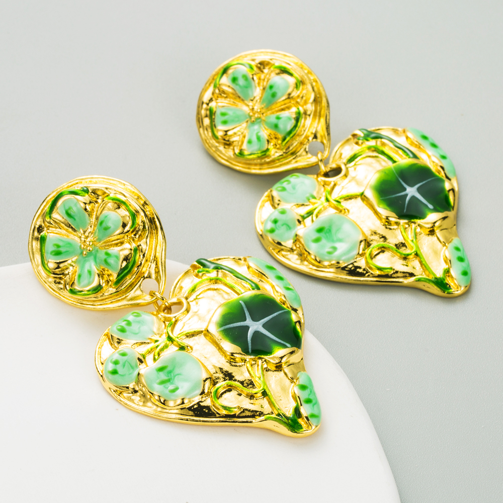 1 Pair Vacation Modern Style Classic Style Flower Petal Enamel Alloy Drop Earrings display picture 4