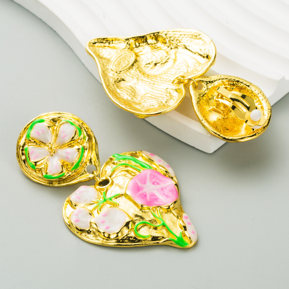 1 Pair Vacation Modern Style Classic Style Flower Petal Enamel Alloy Drop Earrings display picture 3
