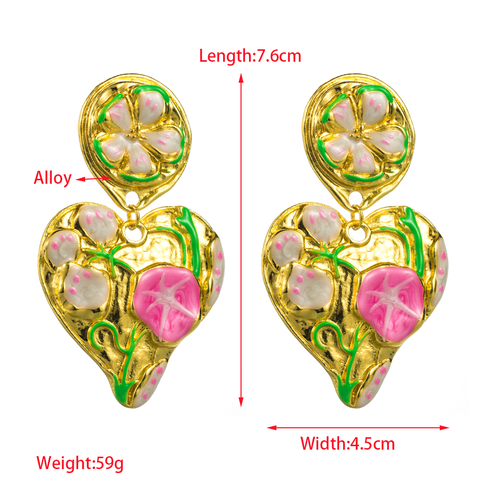 1 Pair Vacation Modern Style Classic Style Flower Petal Enamel Alloy Drop Earrings display picture 1