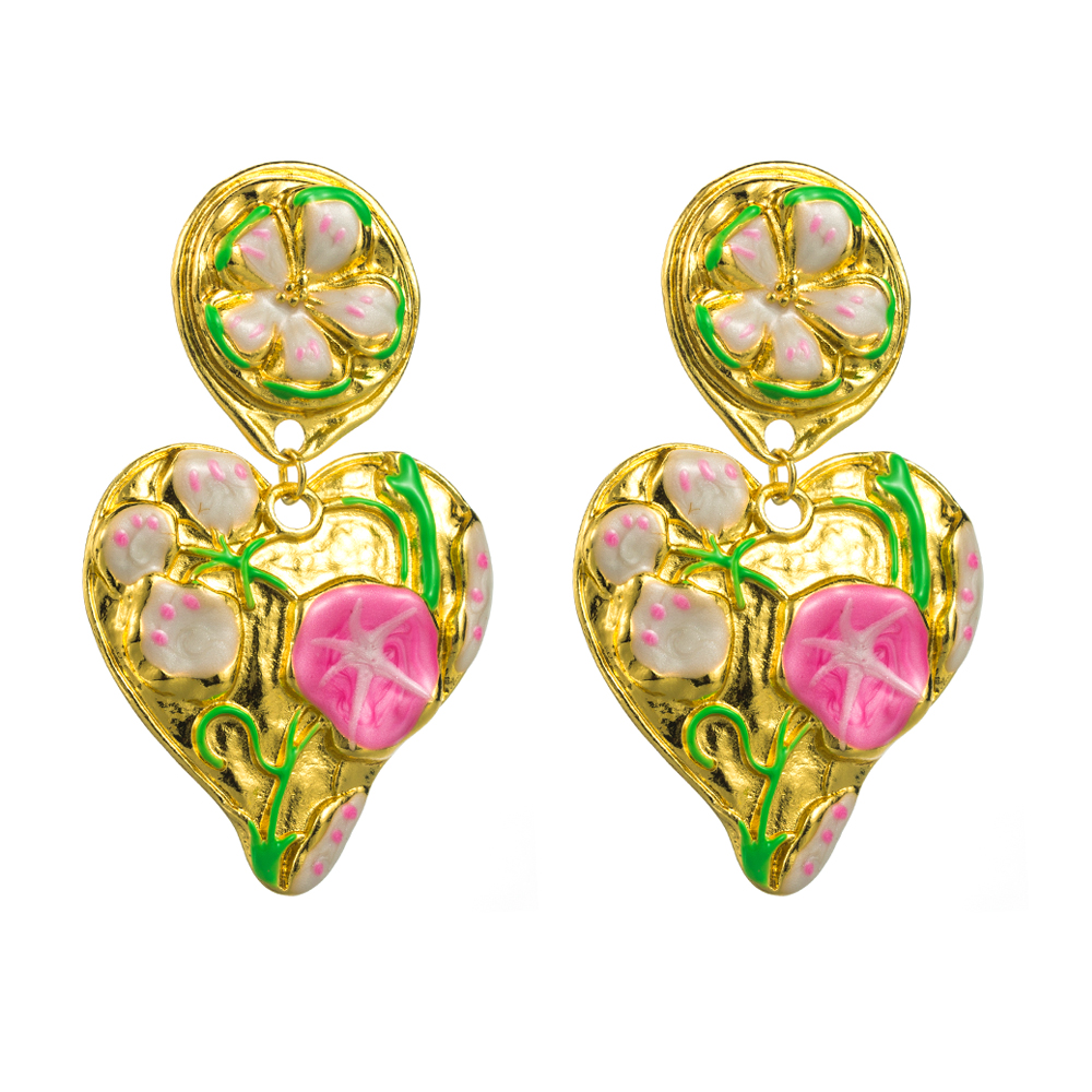 1 Pair Vacation Modern Style Classic Style Flower Petal Enamel Alloy Drop Earrings display picture 7