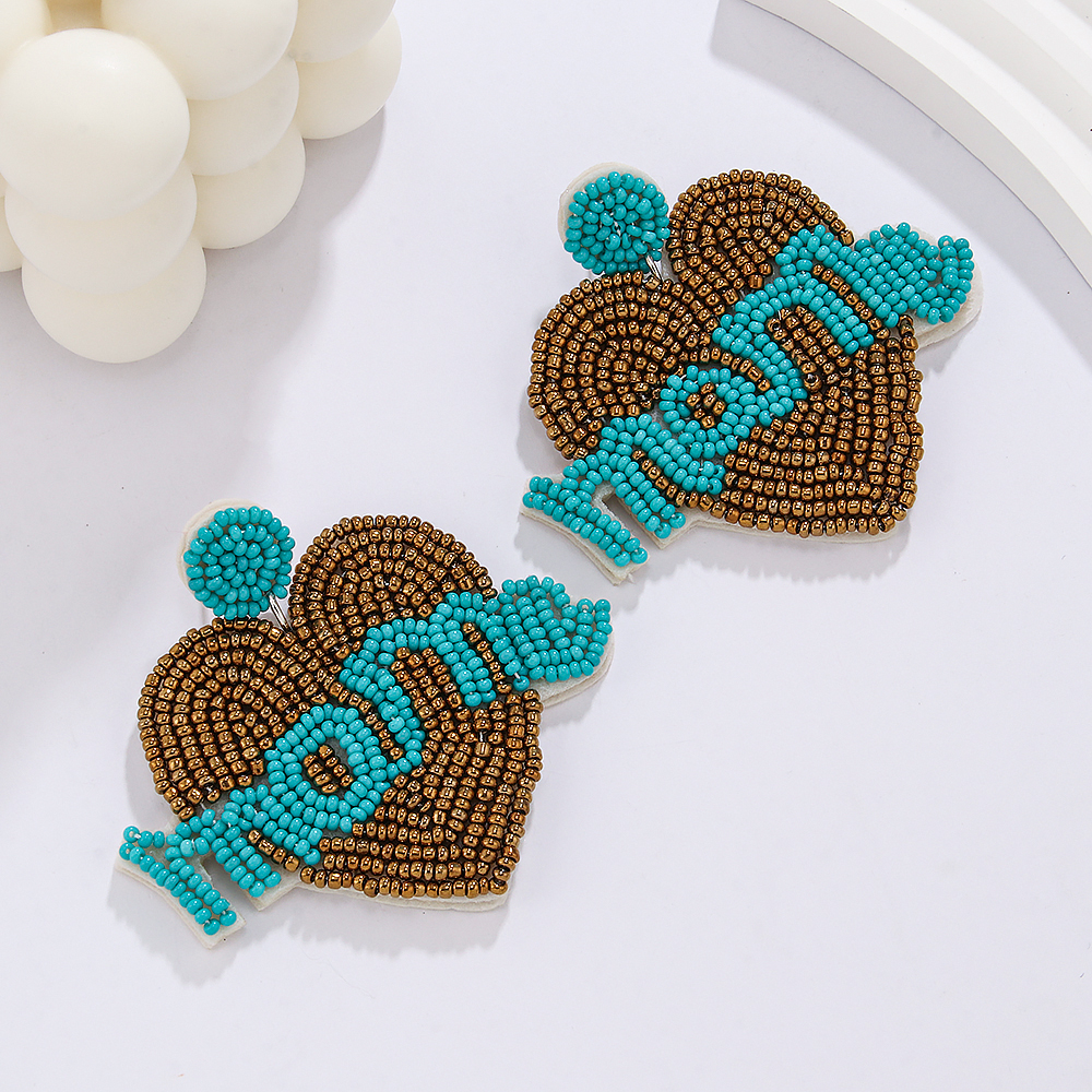 1 Pair Elegant Simple Style Letter Beaded Cloth Glass Ear Studs display picture 2