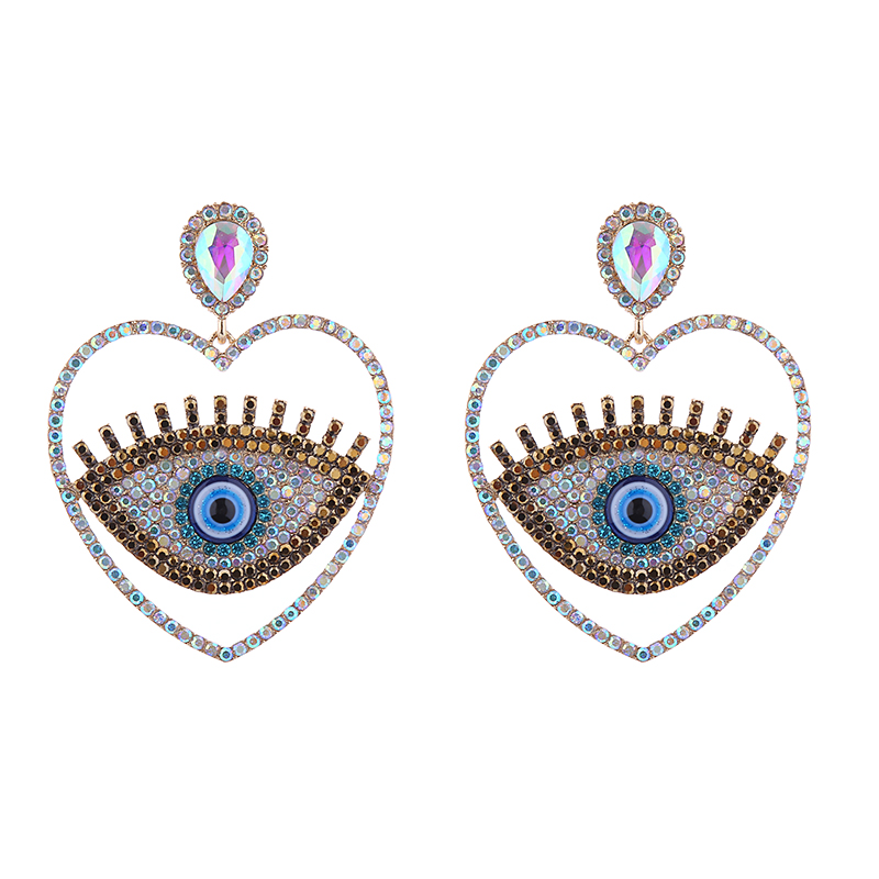 1 Pair Hip-Hop Exaggerated Modern Style Devil's Eye Heart Shape Hollow Out Inlay Alloy Rhinestones Drop Earrings display picture 6