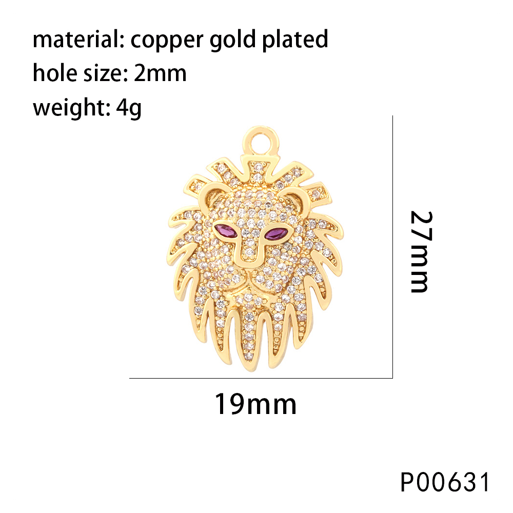 1 Pièce 15*17mm 27*19mm Le Cuivre Zircon Chaussons Cornes Lion Pendentif Boucle De Bijoux display picture 5