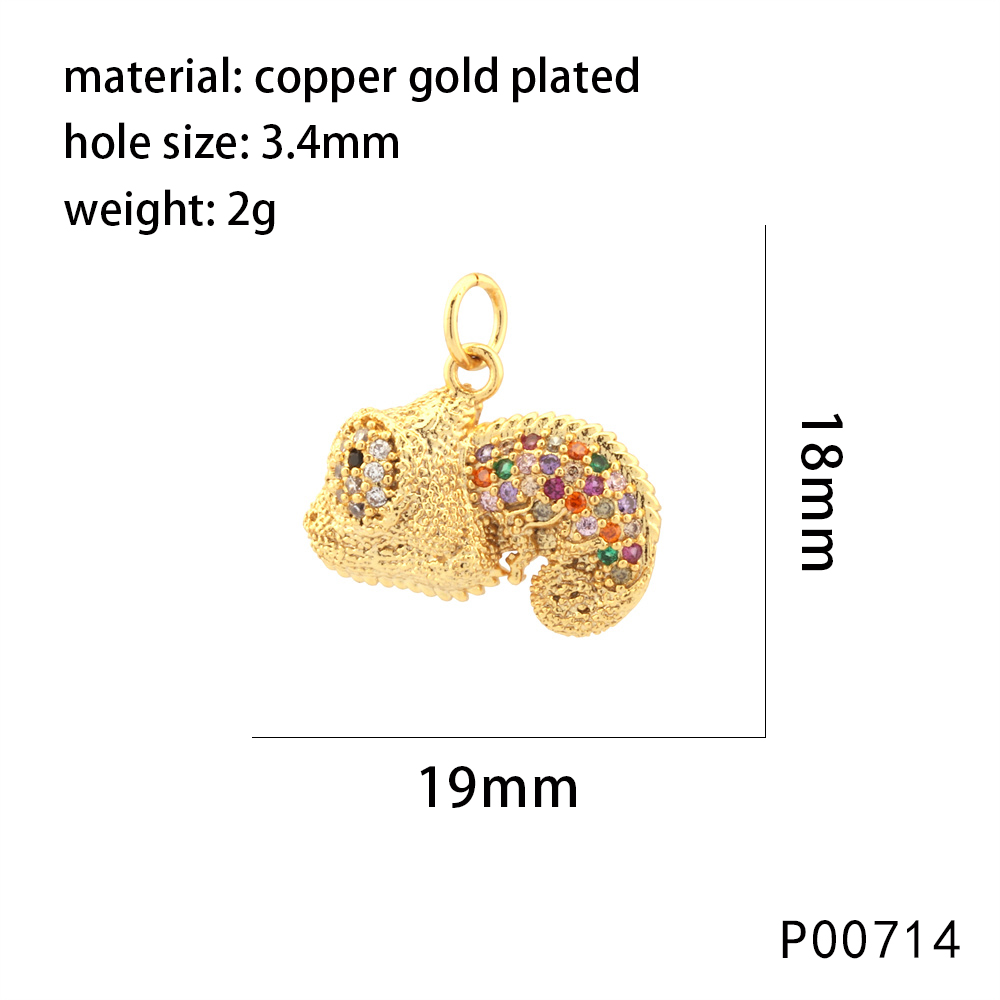 1 Pièce 15*17mm 27*19mm Le Cuivre Zircon Chaussons Cornes Lion Pendentif Boucle De Bijoux display picture 9