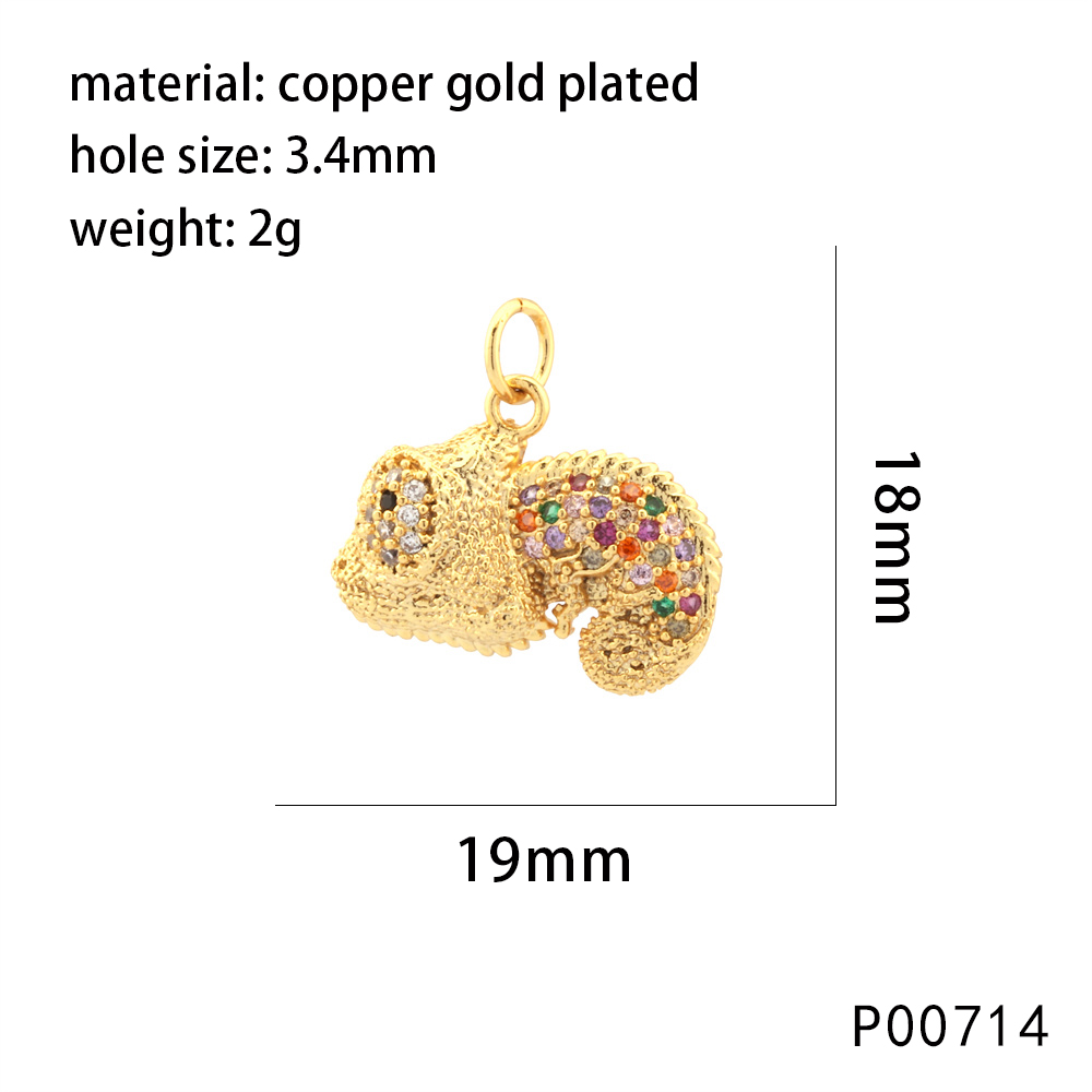 1 Piece 15*17mm 27*19mm Copper Zircon Slippers Horns Lion Pendant Jewelry Buckle display picture 9