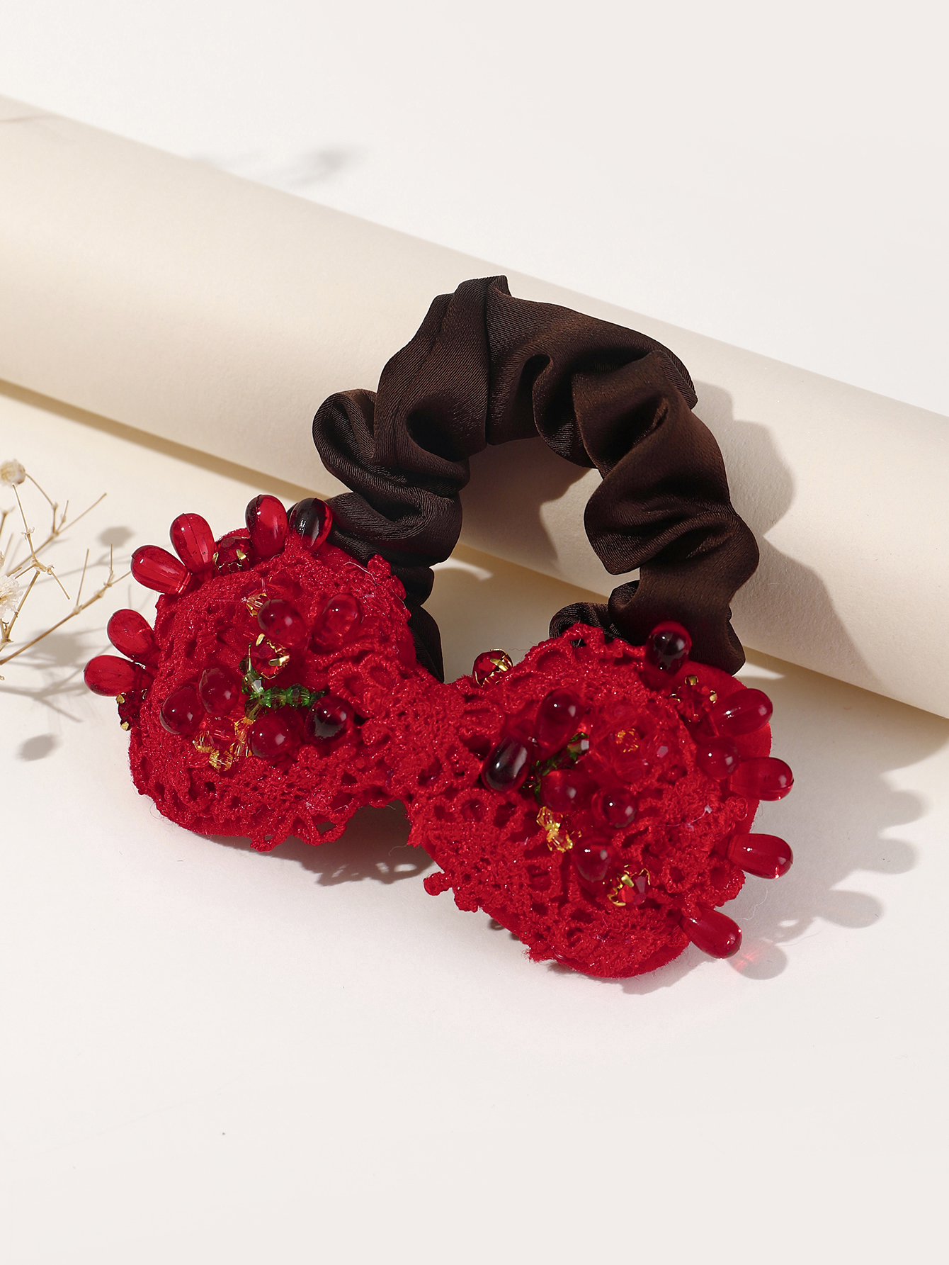 Frau Feenhafter Stil Süss Koreanische Art Blume Tuch Inlay Künstliche Perlen Glasstein Haargummi display picture 12