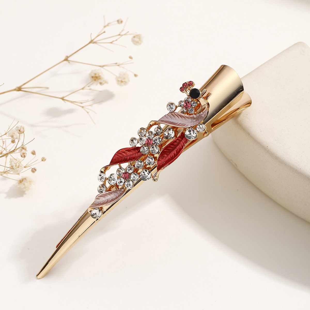 Women's Lady Modern Style Sweet Flower Alloy Stoving Varnish Inlay Rhinestones Hair Clip display picture 5