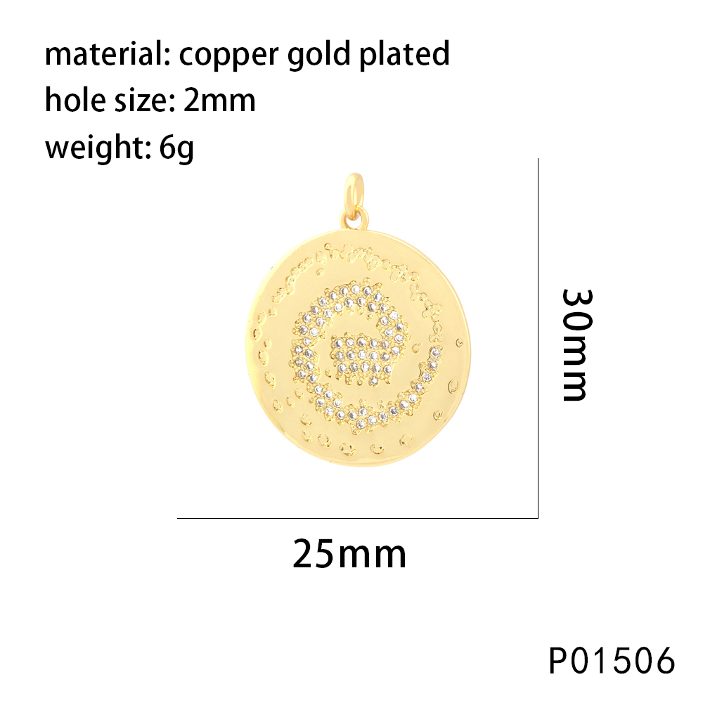 1 Pair 25 * 29mm 30*25mm 33*18mm Copper Zircon 18K Gold Plated Round Constellation Lion Pendant display picture 11