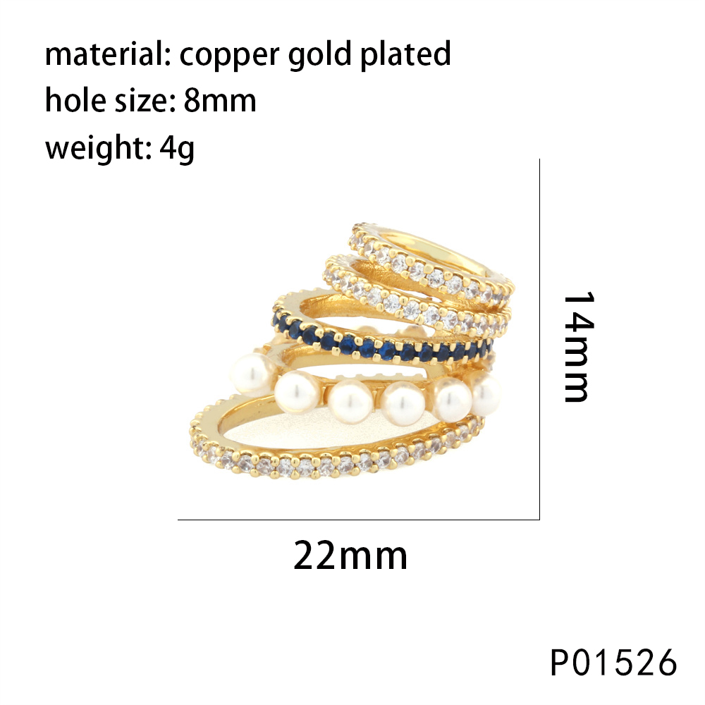 1 Piece 22*14mm Hole 6~9.9mm Copper Pearl Zircon 18K Gold Plated Spiral Stripe Pendant display picture 5