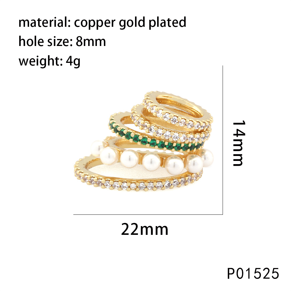 1 Piece 22*14mm Hole 6~9.9mm Copper Pearl Zircon 18K Gold Plated Spiral Stripe Pendant display picture 4