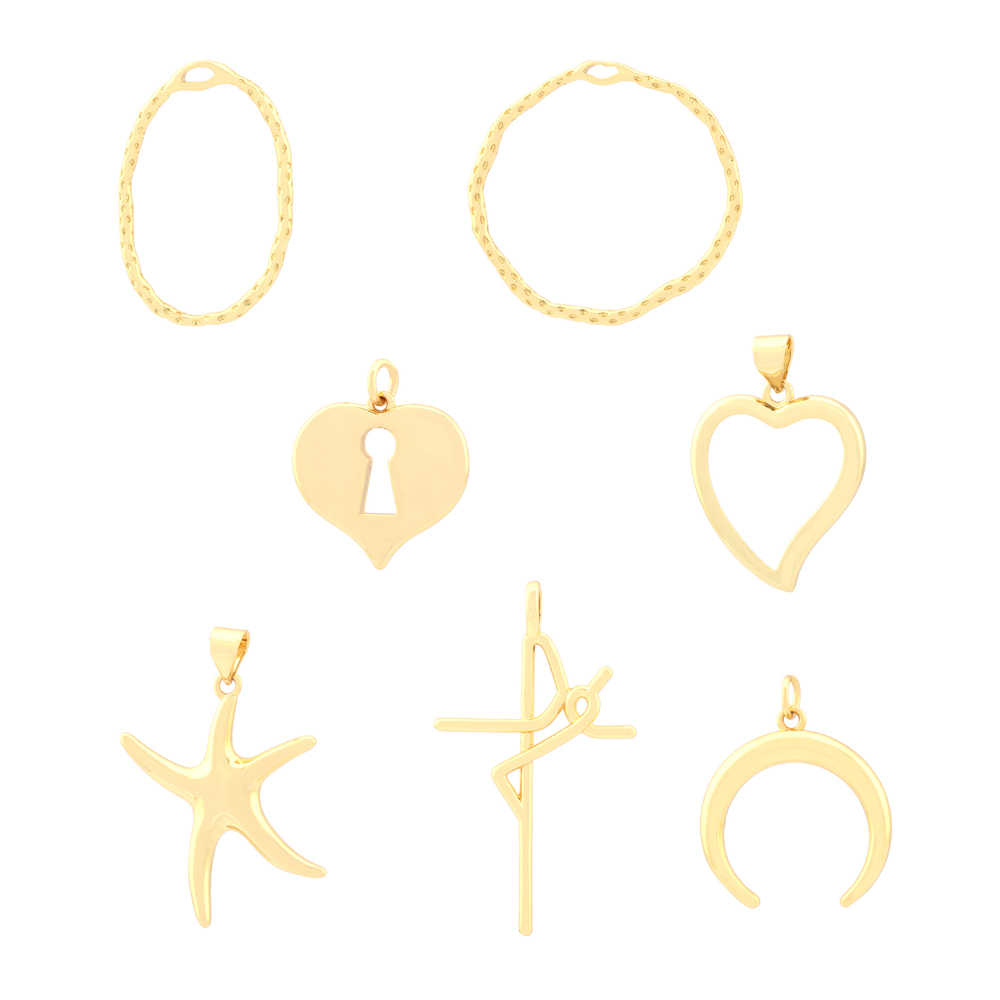 1 Piece 20 * 29mm 22*26mm 22*32mm Hole 1~1.9mm Hole 2~2.9mm Hole 3~3.9mm Copper 18K Gold Plated Cross Starfish Heart Shape Polished Pendant display picture 11