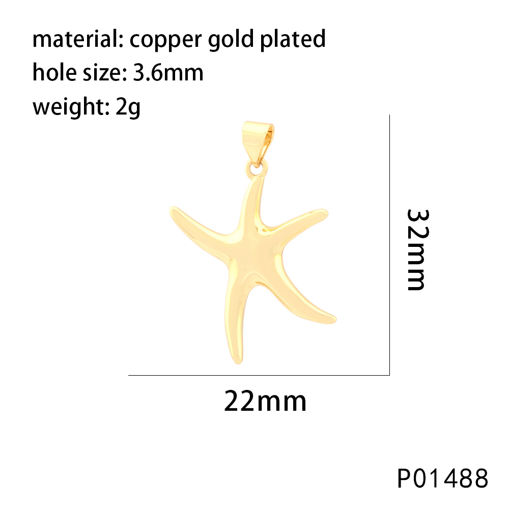 1 Piece 20 * 29mm 22*26mm 22*32mm Hole 1~1.9mm Hole 2~2.9mm Hole 3~3.9mm Copper 18K Gold Plated Cross Starfish Heart Shape Polished Pendant display picture 6