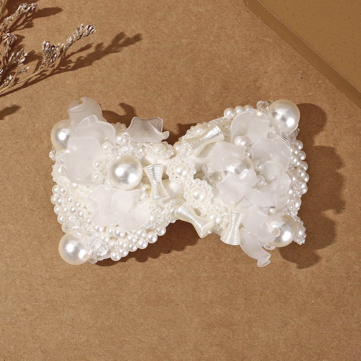 Women's Fairy Style Lady Sweet Bow Knot Artificial Pearl Alloy Flannel Inlay Pearl Hair Clip display picture 9