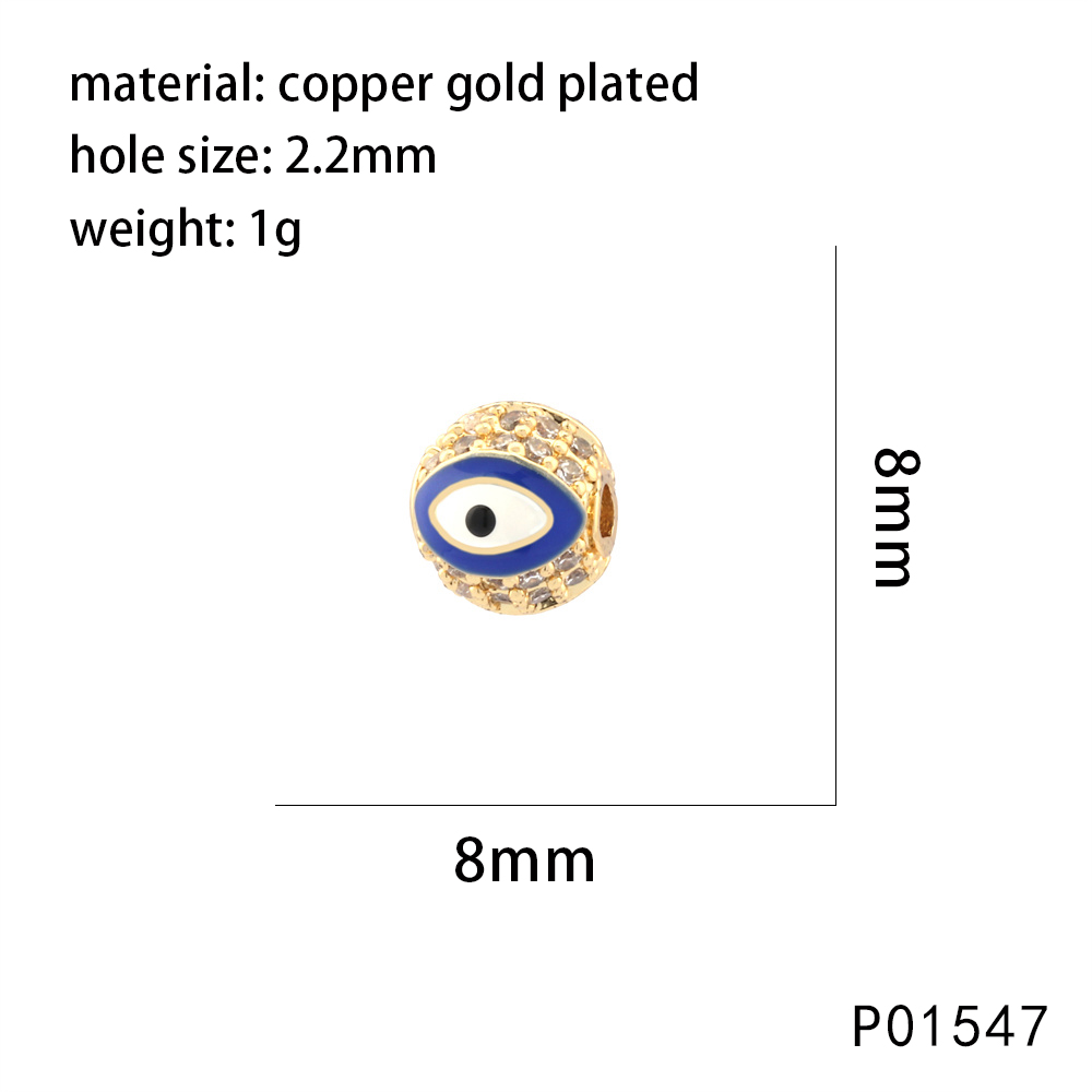 1 Piece 10*10mm 8 * 8mm Copper Zircon Devil's Eye Beads display picture 4