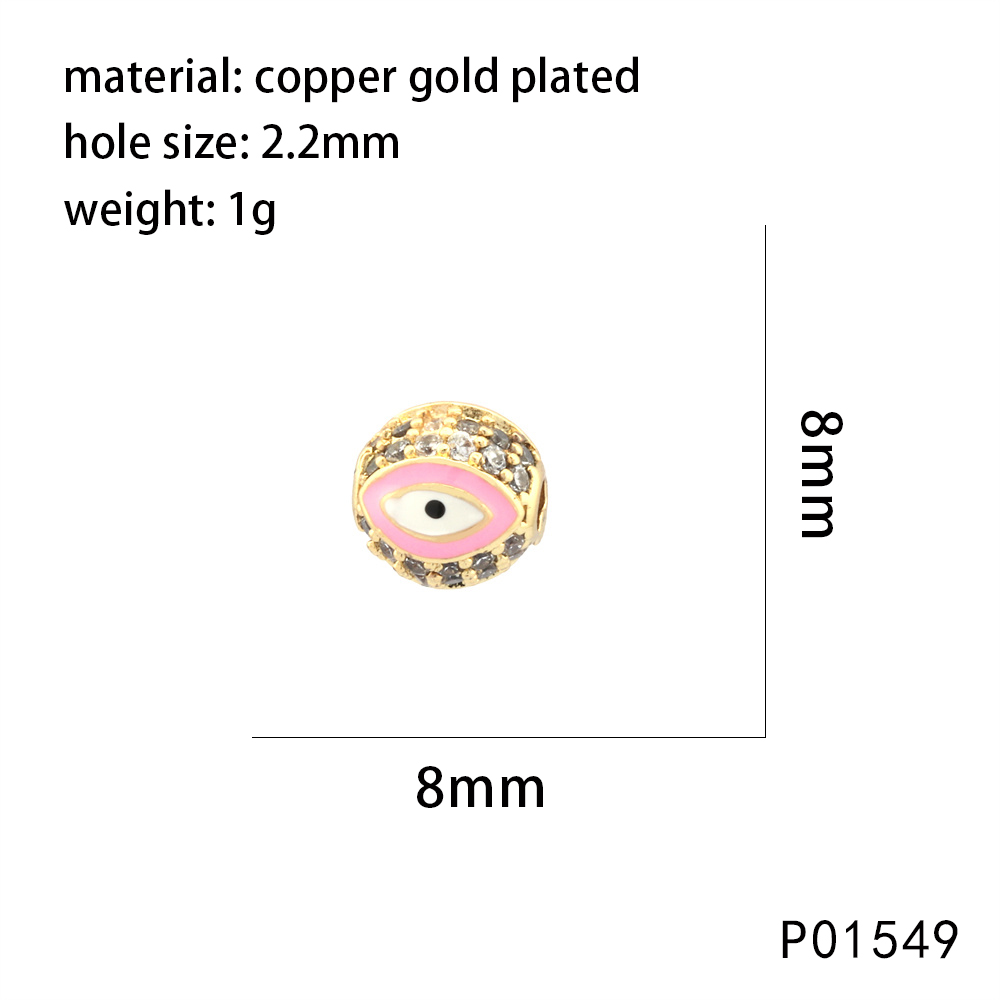 1 Piece 10*10mm 8 * 8mm Copper Zircon Devil's Eye Beads display picture 6