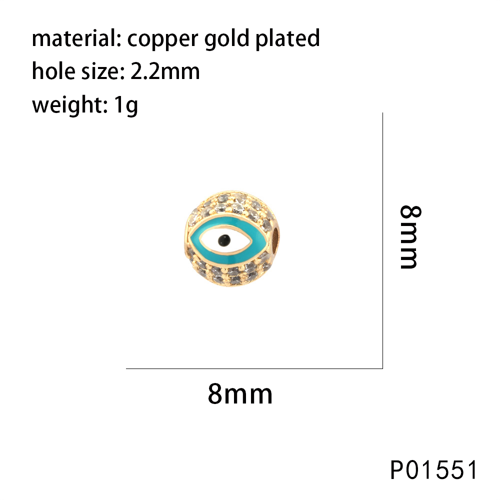 1 Pièce 10*10mm 8*8mm Le Cuivre Zircon L'Oeil Du Diable Perles display picture 7