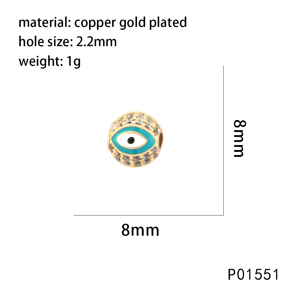 1 Piece 10*10mm 8 * 8mm Copper Zircon Devil's Eye Beads display picture 7