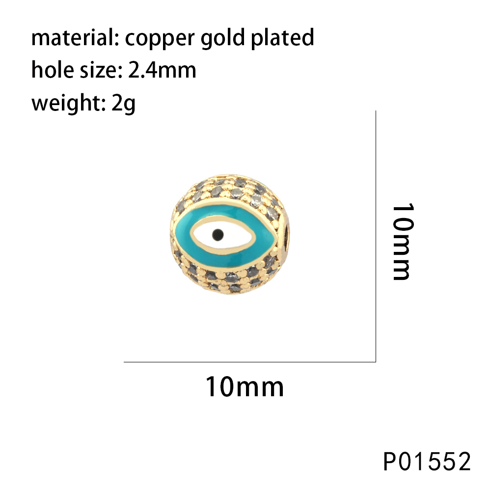 1 Piece 10*10mm 8 * 8mm Copper Zircon Devil's Eye Beads display picture 9
