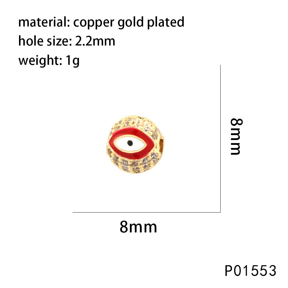 1 Piece 10*10mm 8 * 8mm Copper Zircon Devil's Eye Beads display picture 10