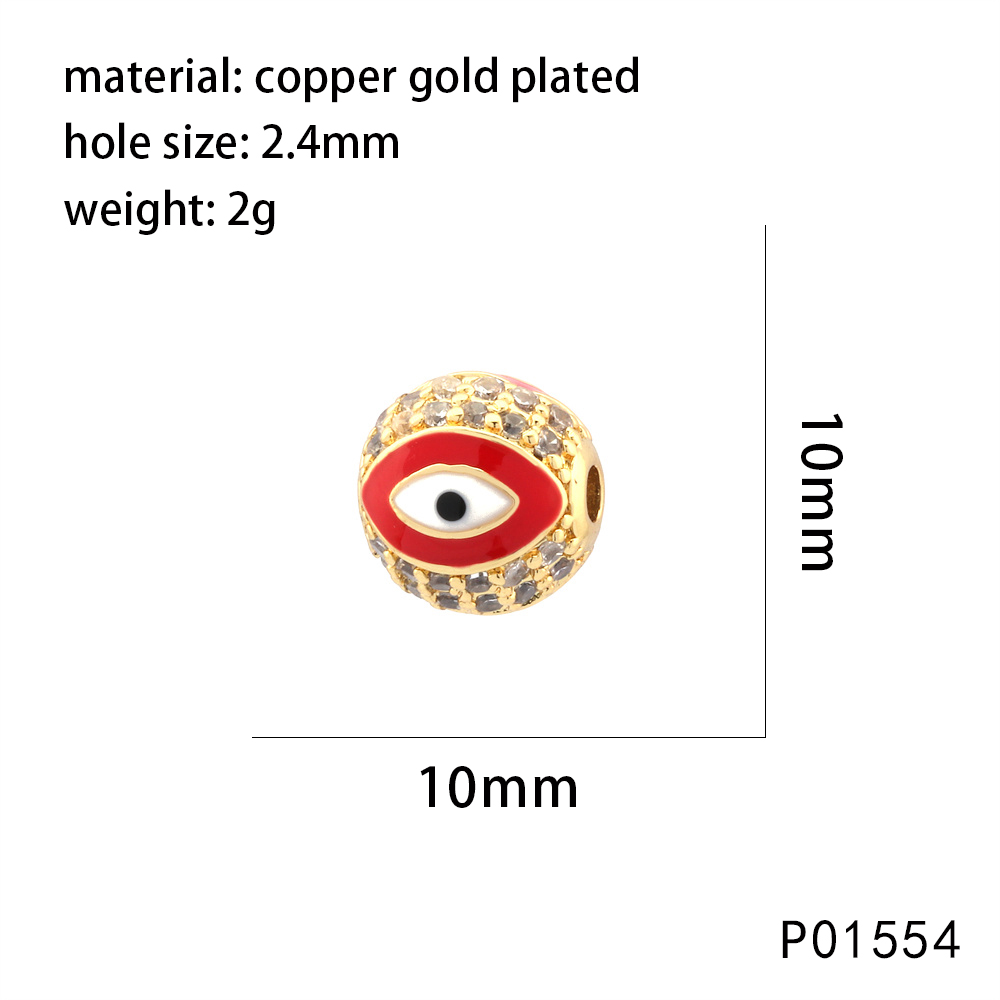 1 Piece 10*10mm 8 * 8mm Copper Zircon Devil's Eye Beads display picture 11