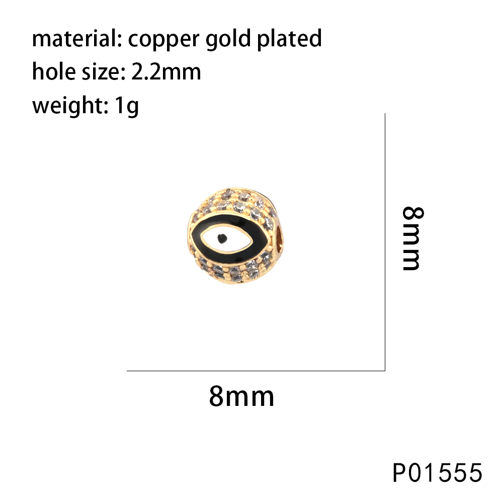 1 Piece 10*10mm 8 * 8mm Copper Zircon Devil's Eye Beads display picture 12