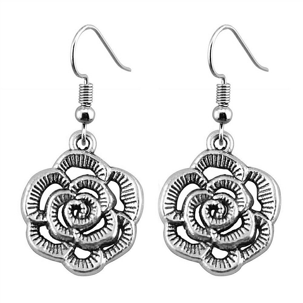 1 Pair Retro Ethnic Style Classic Style Heart Shape Flower Butterfly Zinc Alloy Drop Earrings display picture 6