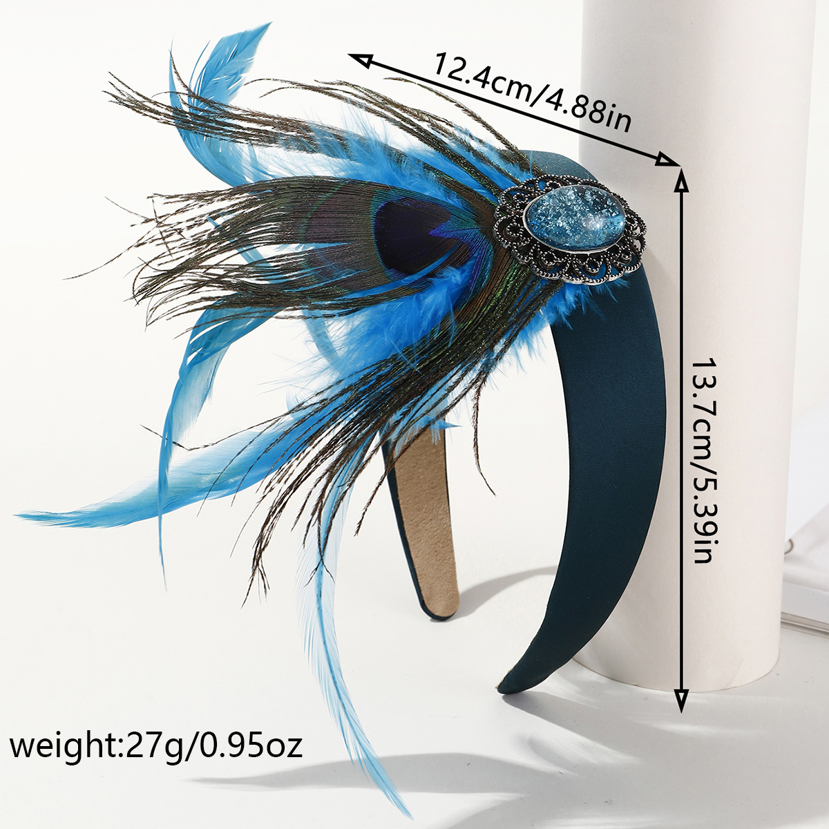 Women's Chinoiserie Retro Ethnic Style Feather Cloth Rhinestone Feather Inlay Turquoise Zircon Hair Band display picture 5