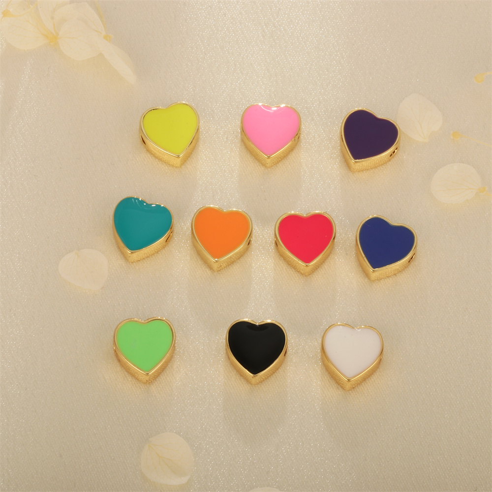 1 Piece 11*11mm Copper 18K Gold Plated Heart Shape Beads display picture 1