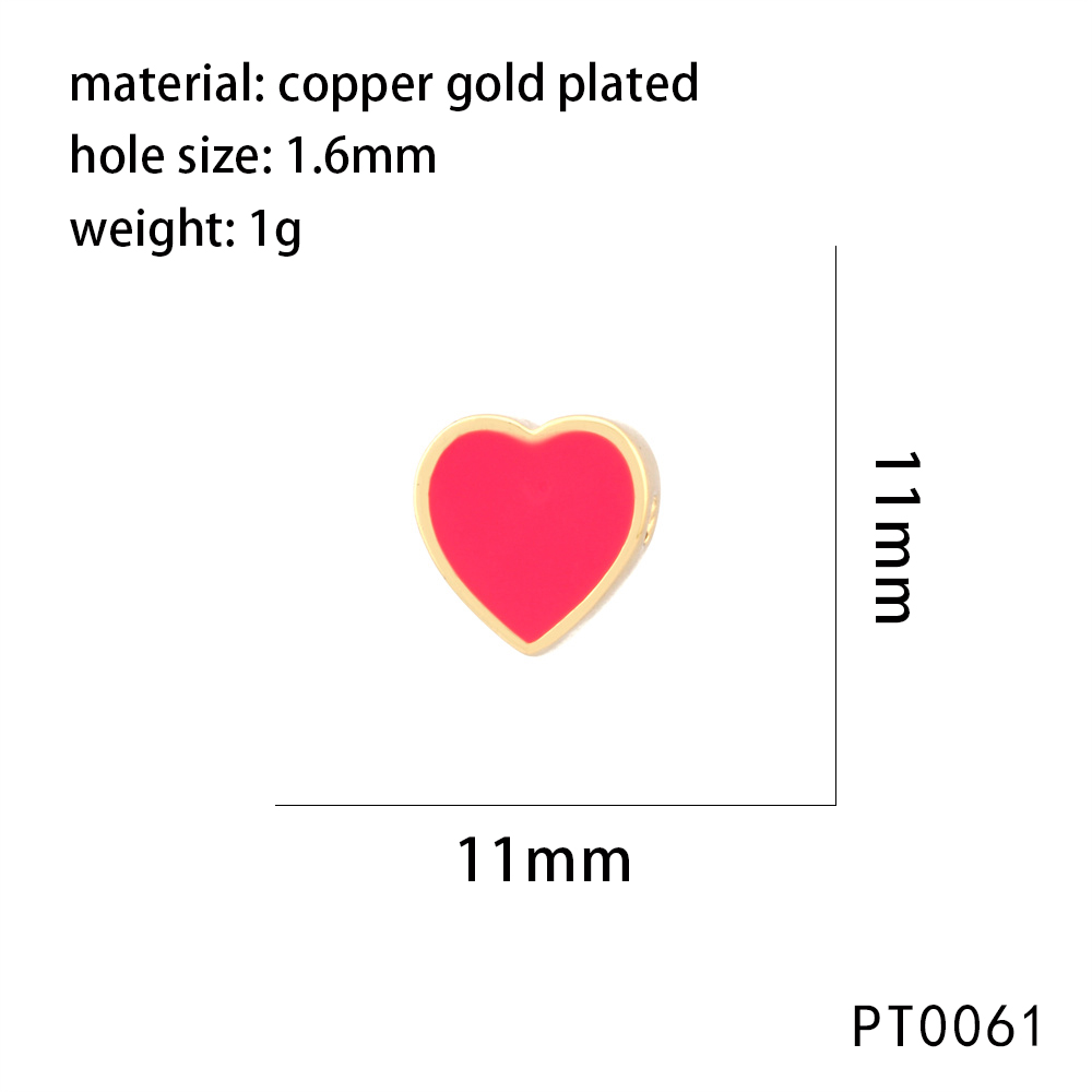 1 Stück 11*11mm Kupfer 18 Karat Vergoldet Herzform Perlen display picture 12