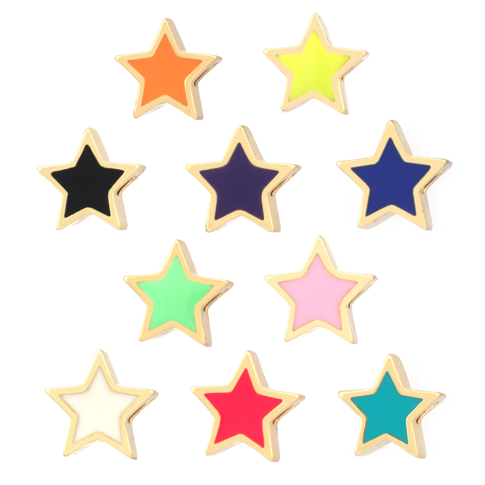 1 Piece 11*11mm Hole 1~1.9mm Copper 18K Gold Plated Pentagram Polished Beads display picture 14
