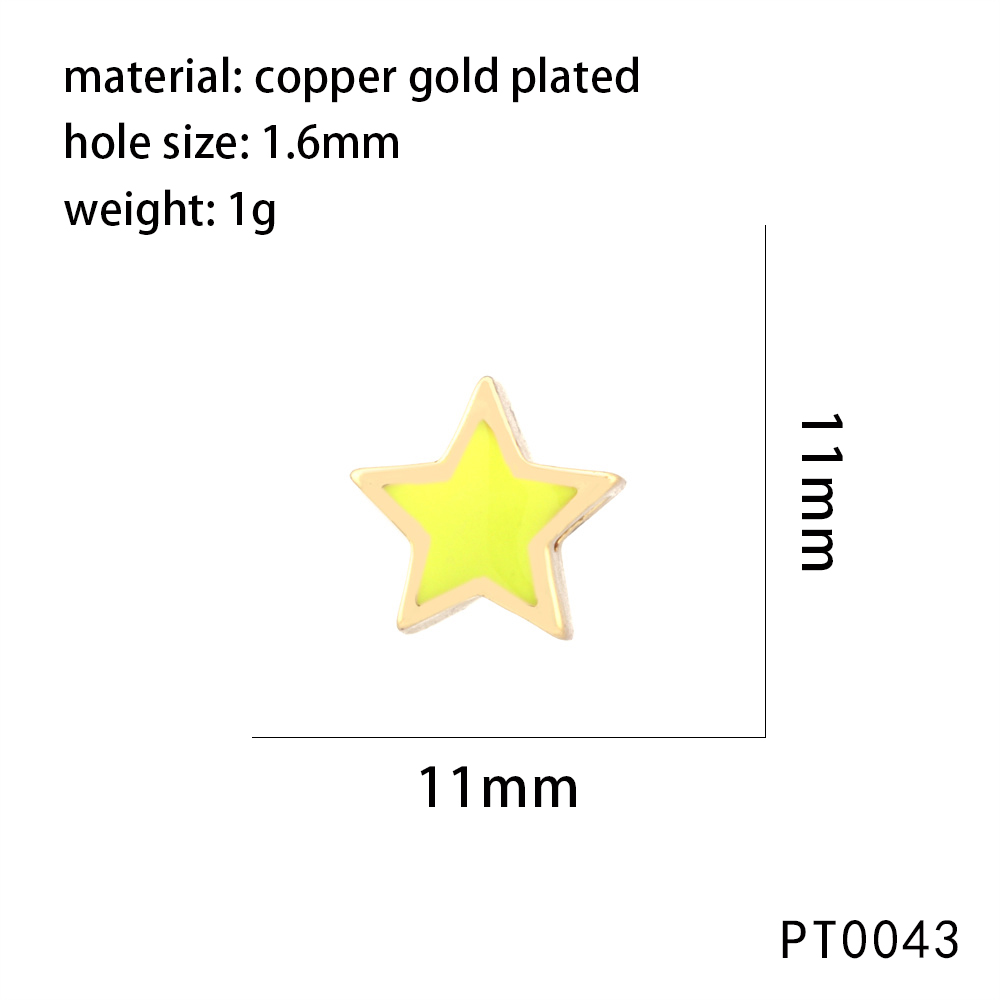 1 Piece 11*11mm Hole 1~1.9mm Copper 18K Gold Plated Pentagram Polished Beads display picture 5