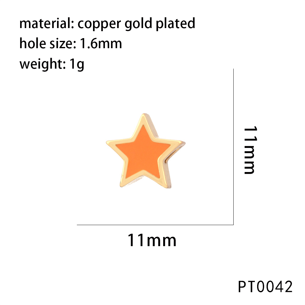 1 Piece 11*11mm Hole 1~1.9mm Copper 18K Gold Plated Pentagram Polished Beads display picture 4