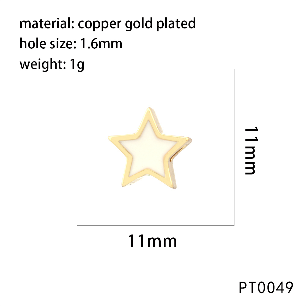 1 Pièce 11*11mm Trou 1~1.9mm Le Cuivre Plaqué Or 18K Pentacle Brillant Perles display picture 11