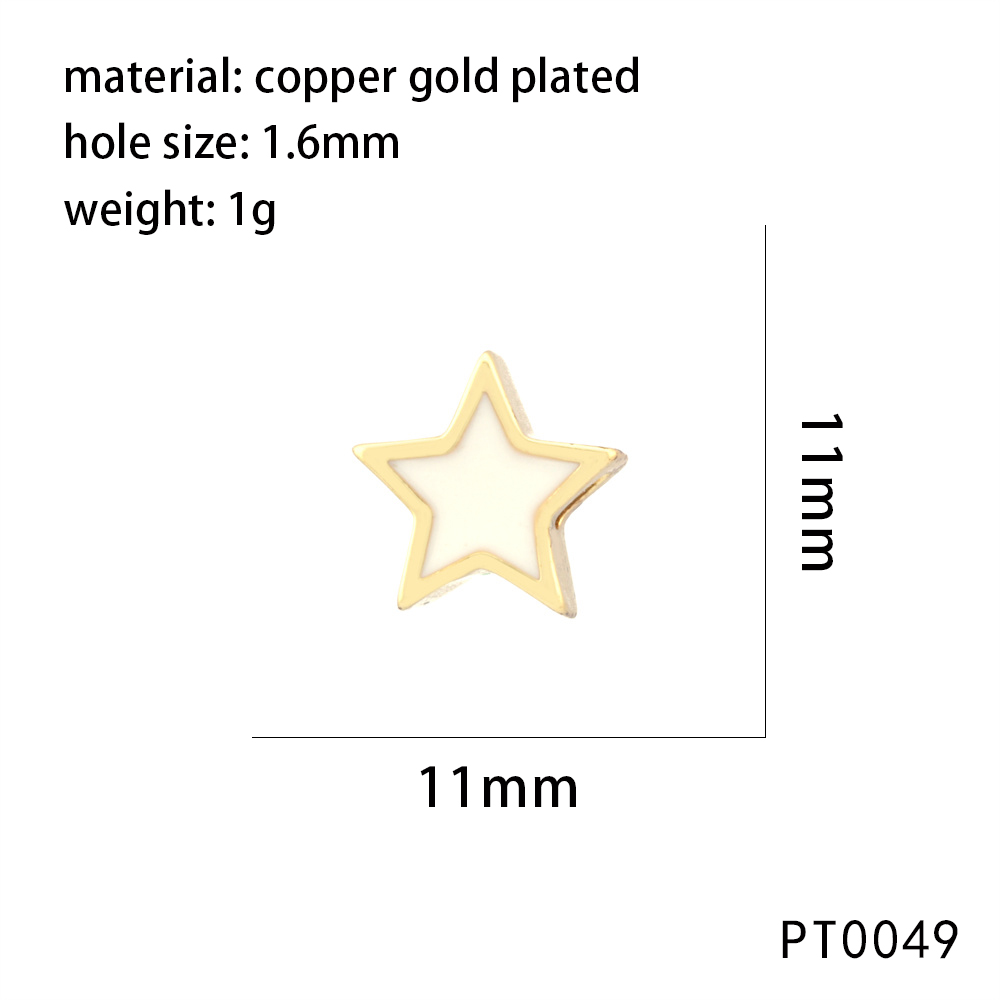 1 Piece 11*11mm Hole 1~1.9mm Copper 18K Gold Plated Pentagram Polished Beads display picture 11