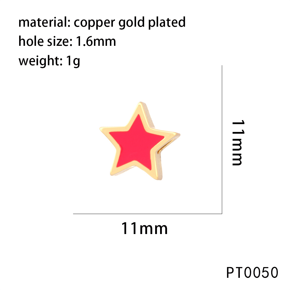 1 Piece 11*11mm Hole 1~1.9mm Copper 18K Gold Plated Pentagram Polished Beads display picture 12