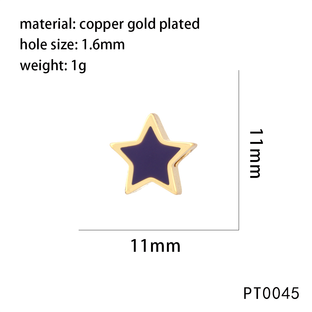 1 Piece 11*11mm Hole 1~1.9mm Copper 18K Gold Plated Pentagram Polished Beads display picture 7