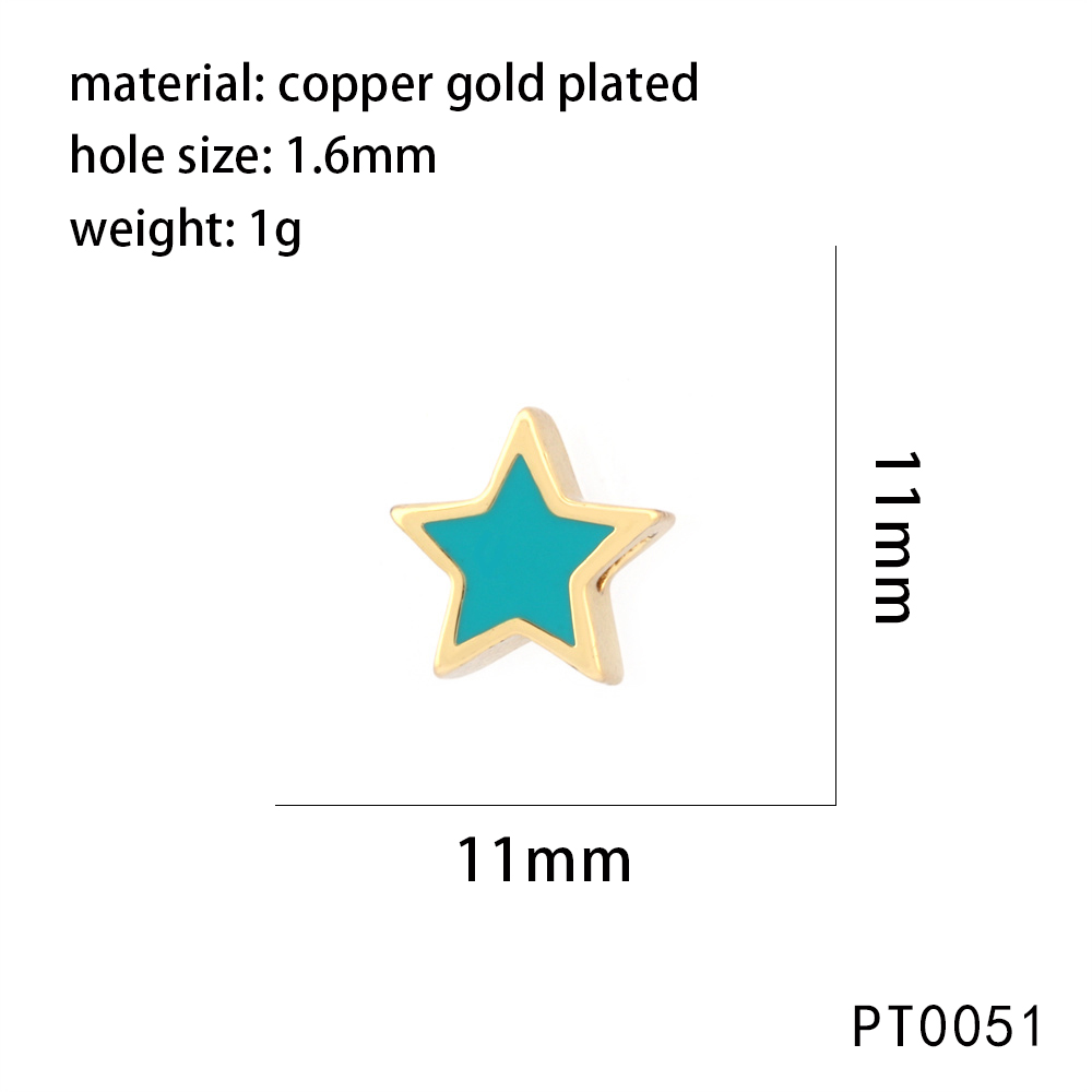 1 Piece 11*11mm Hole 1~1.9mm Copper 18K Gold Plated Pentagram Polished Beads display picture 13