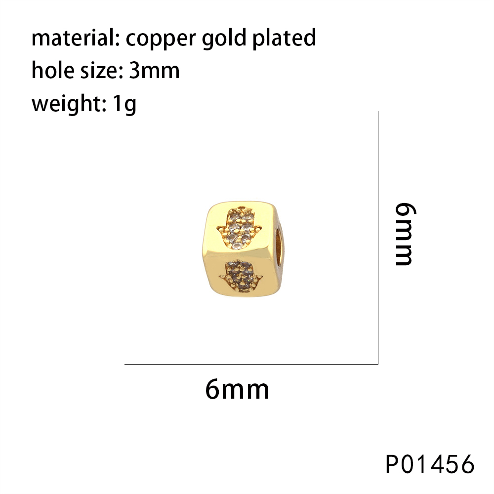 1 Stück 9*9MM Kupfer Zirkon 18 Karat Vergoldet Teufels Auge Herzform Würfel Poliert Perlen display picture 11