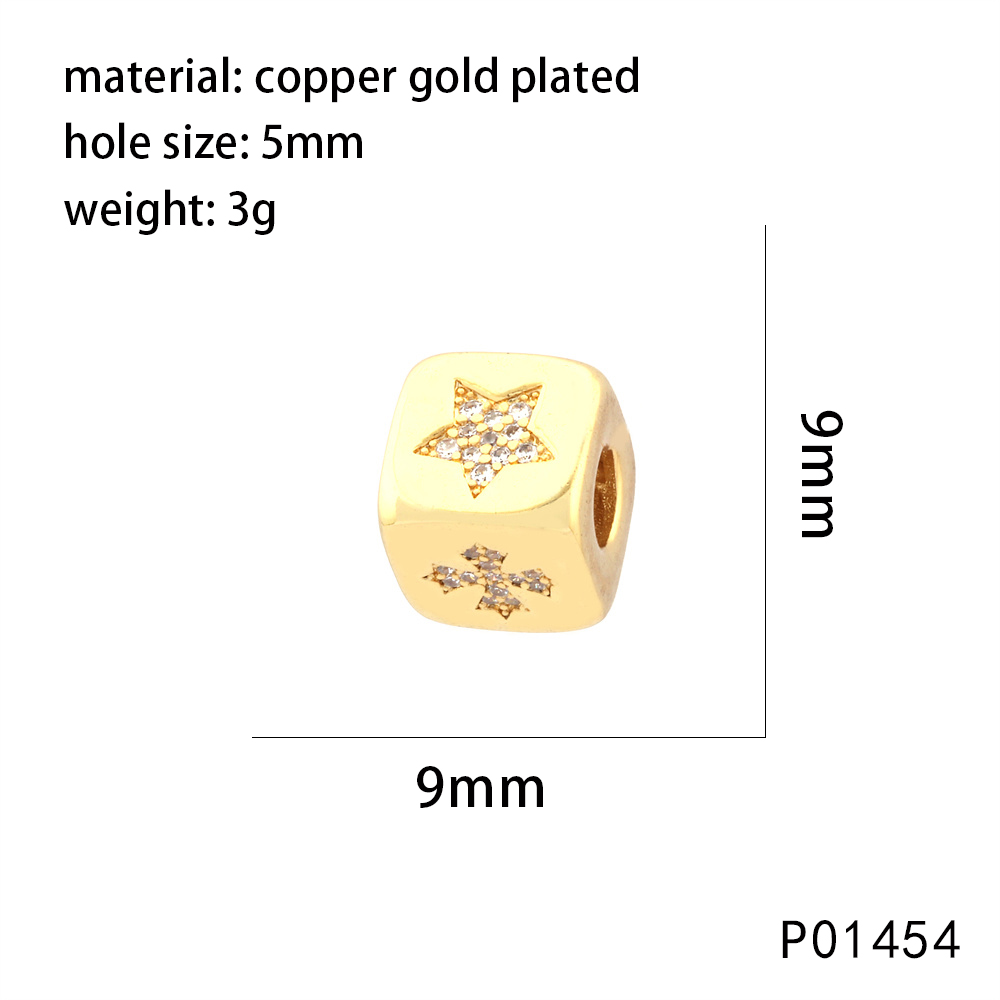 1 Piece 9*9MM Copper Zircon 18K Gold Plated Devil's Eye Heart Shape Dice Polished Beads display picture 8