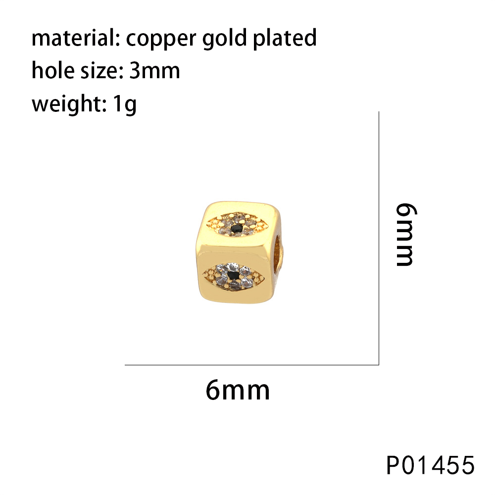 1 Stück 9*9MM Kupfer Zirkon 18 Karat Vergoldet Teufels Auge Herzform Würfel Poliert Perlen display picture 9