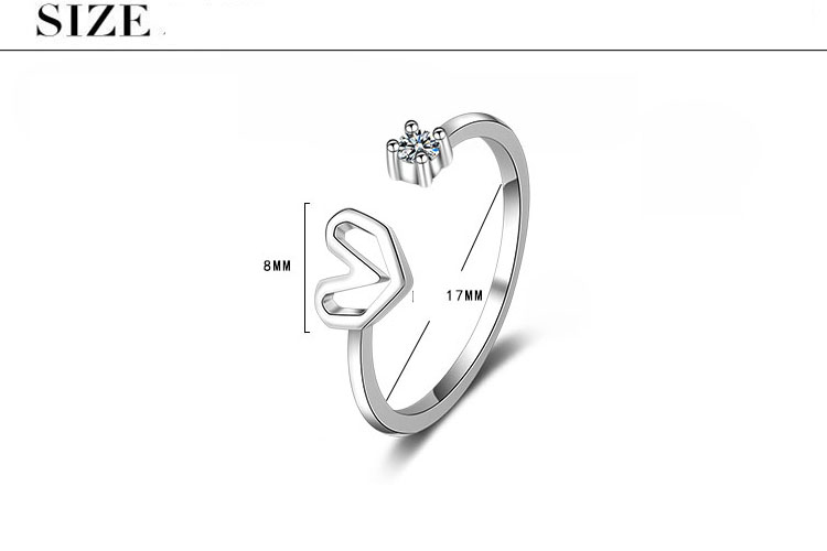 Wholesale Simple Style Heart Shape Copper Plating Inlay Zircon Open Rings display picture 1