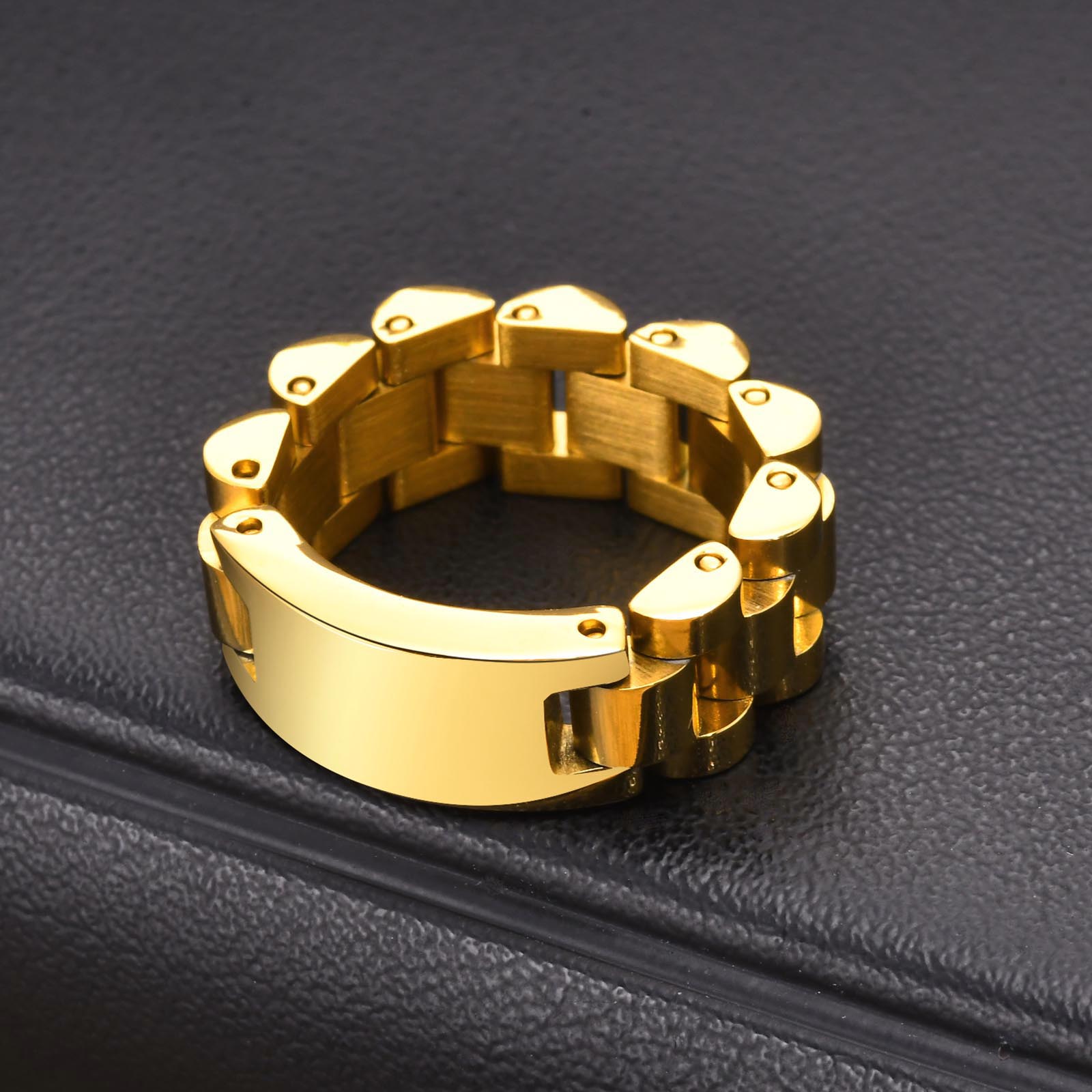 Edelstahl 304 18 Karat Vergoldet Einfacher Stil Überzug Einfarbig Ringe display picture 4