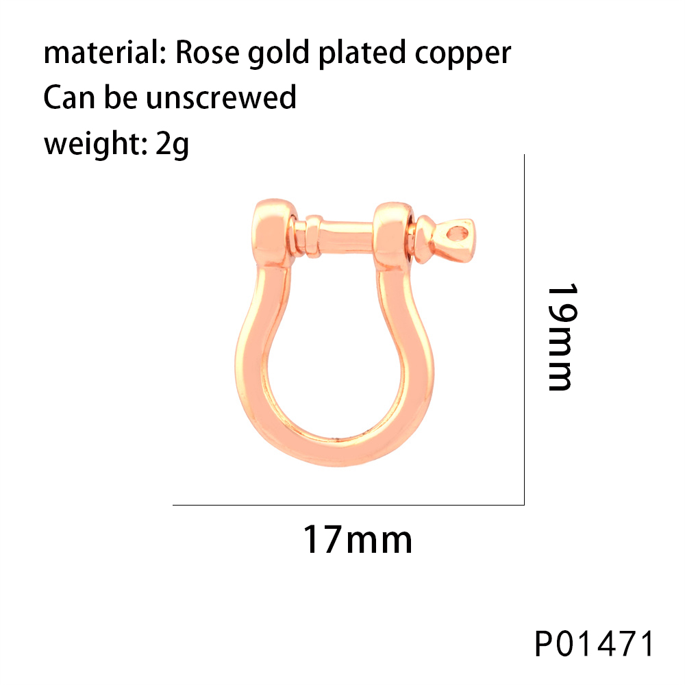 1 Piece Copper 18K Gold Plated U Shape Round Polished Pendant Jewelry Buckle display picture 7