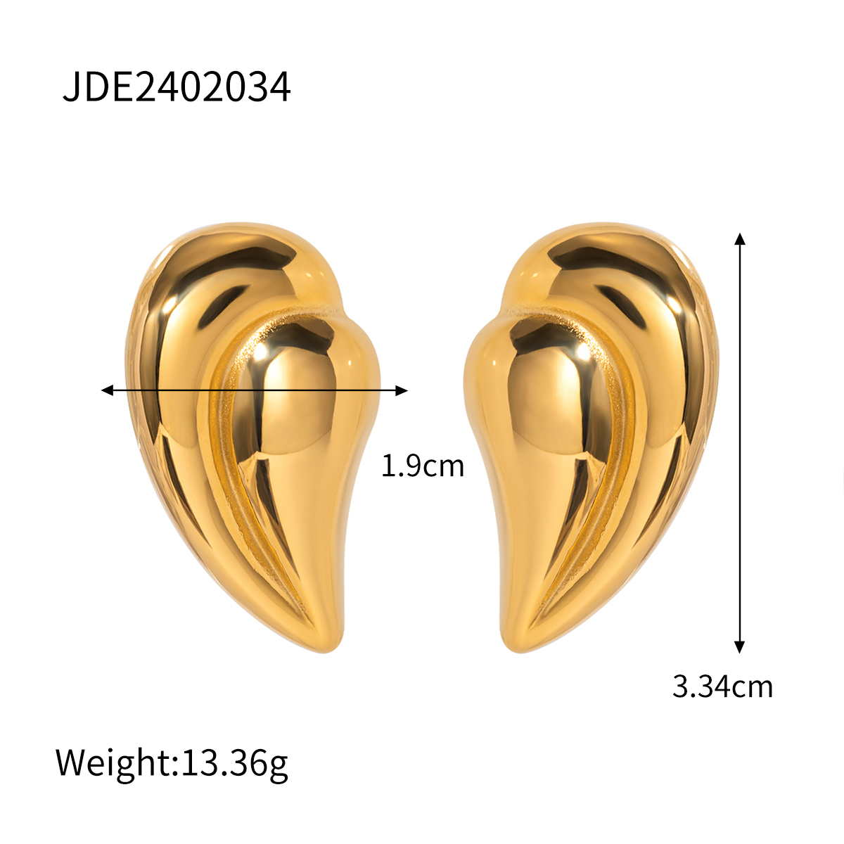 1 Pair IG Style Simple Style Water Droplets 316 Stainless Steel  18K Gold Plated Ear Studs display picture 2